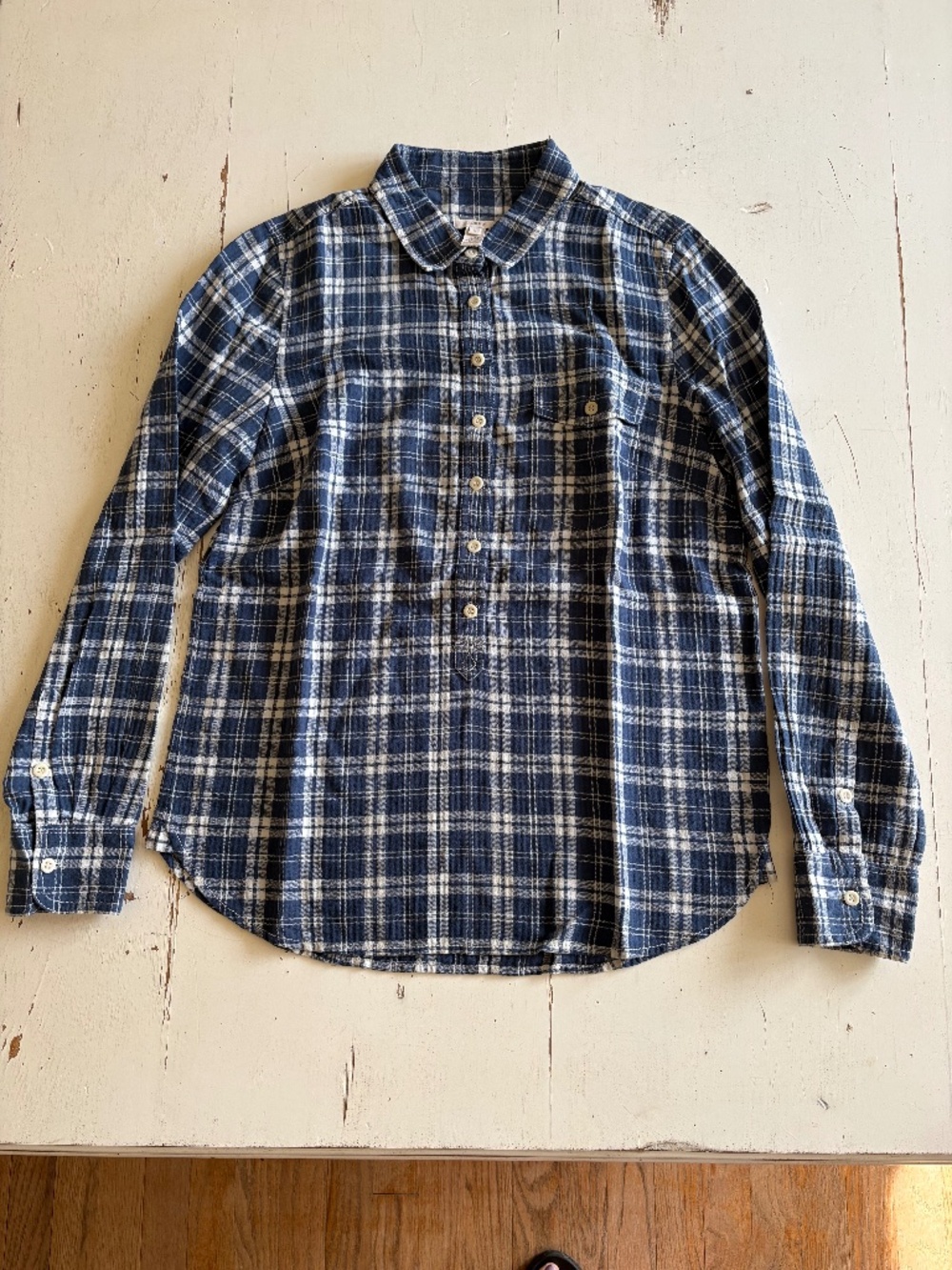 J Crew blue white check button down shirt Small